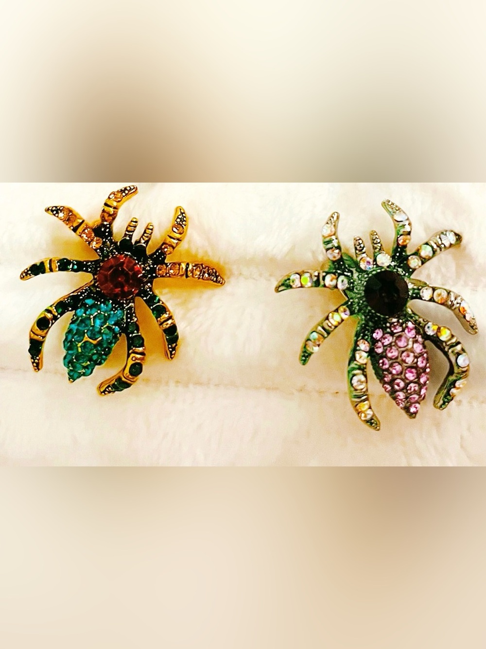 Spider Brooch Pin Lot Rhinestone Crystal Halloween Gothic Jewelry 2pc